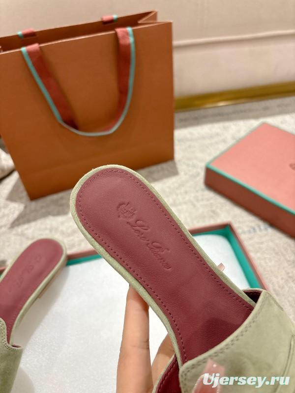 2025 Slippers LP Light Green Suede Slippers