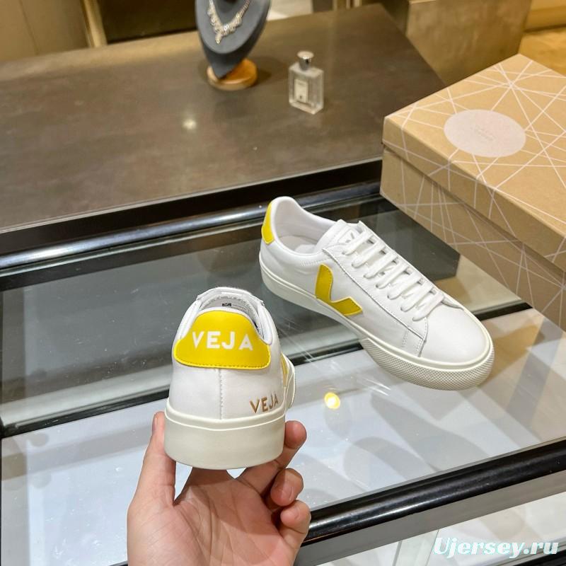 2025 Women VEJA White Yellow Leather Sneakers MJ00240(F)