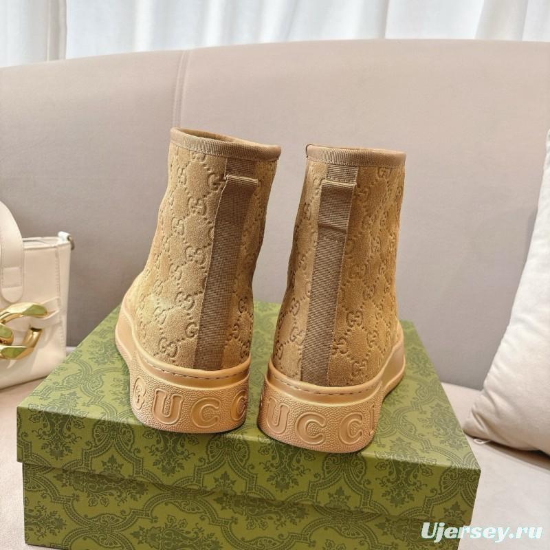 2024 Women Gucci Beige Suede Snow Boots MG00350
