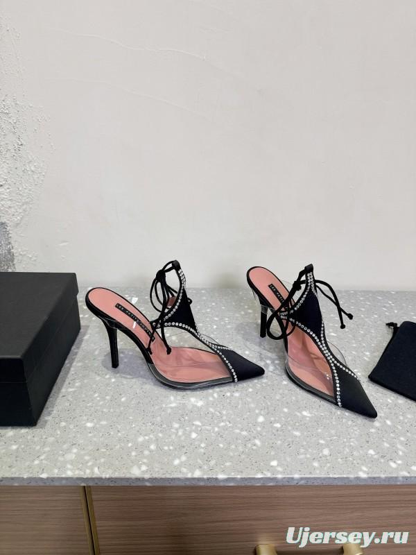 2025 Women Les Petits Joueurs Black Transparent Satin High Heels KFY00290