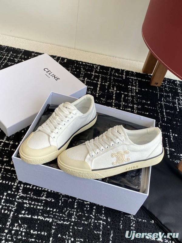 2025 Women Celine White Canvas Sneakers KFY00285
