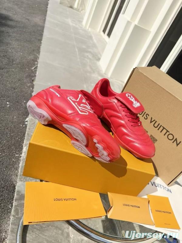 2025 Unisex Louis Vuitton Red Leather Sneakers MJ00380