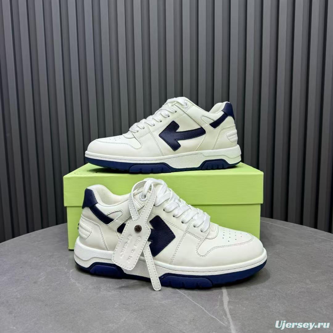 2025 Unisex Off-White White Navy Leather Sneakers KFY00310