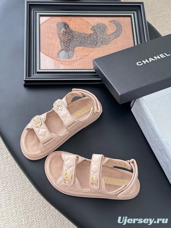 2025 Women Chanel Beige Leather Sandals LY00320
