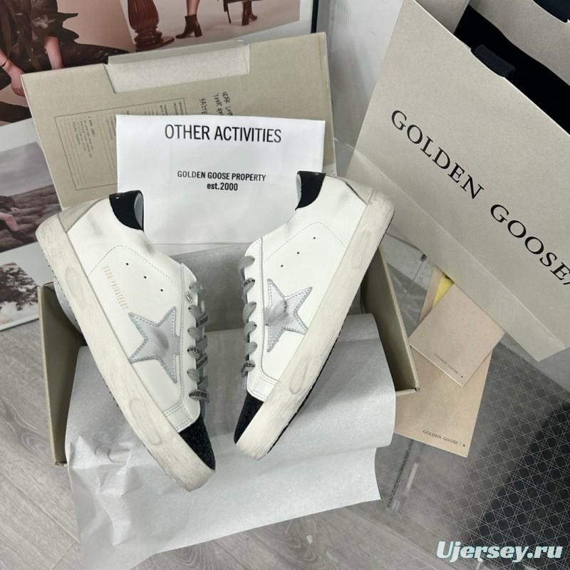 2025 Women GGDB White Black Glitter Leather Sneakers