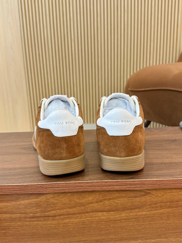 2025 Men TOM FORD Brown White Suede Leather Casual Shoes LY00360