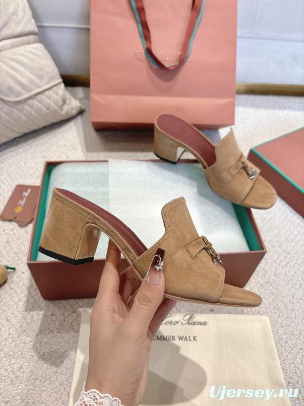 2025 Women LP Beige Suede Mule Sandals