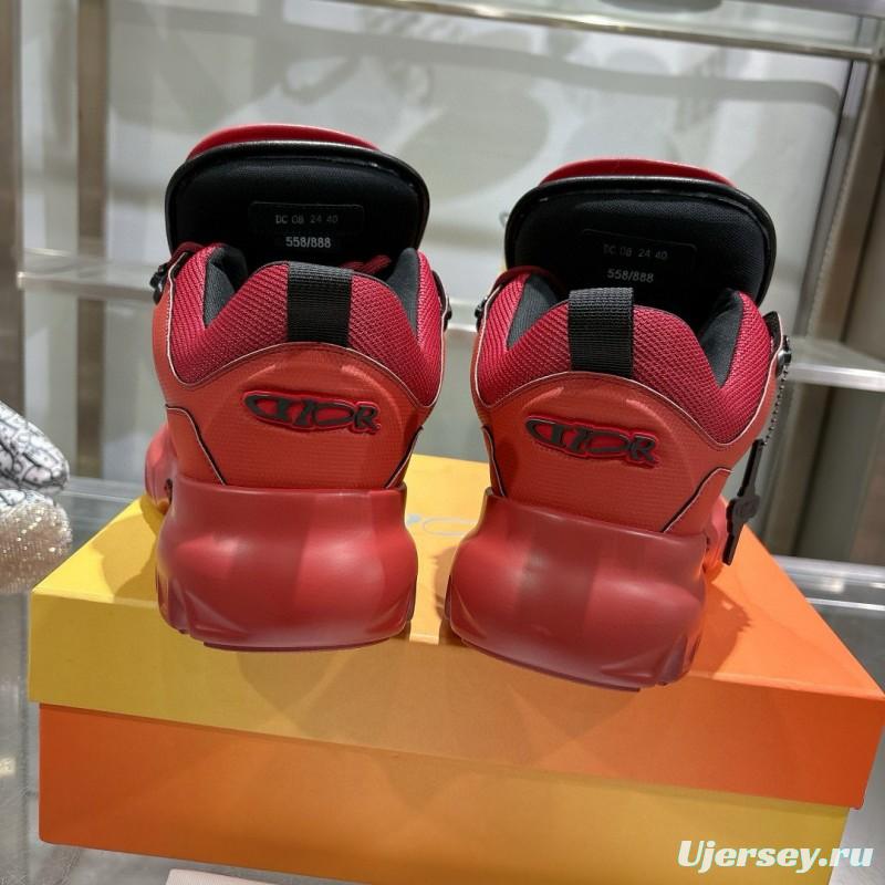 2024 Unisex Dior Red Fabric Leather Sneakers MJ00380
