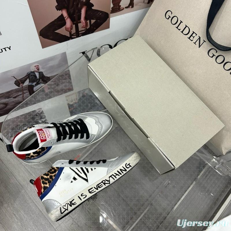 2024 Unisex GGDB White Leopard Blue Leather Suede High-Top Sneakers MJ00300