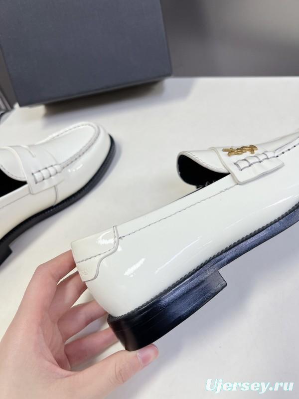 2025 Women Yves Saint Laurent White Leather Loafer KFY00350