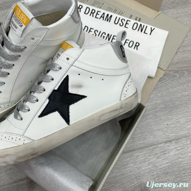 2024 Women GGDB White Black Leather Mid Star High Top Sneakers MJ00300