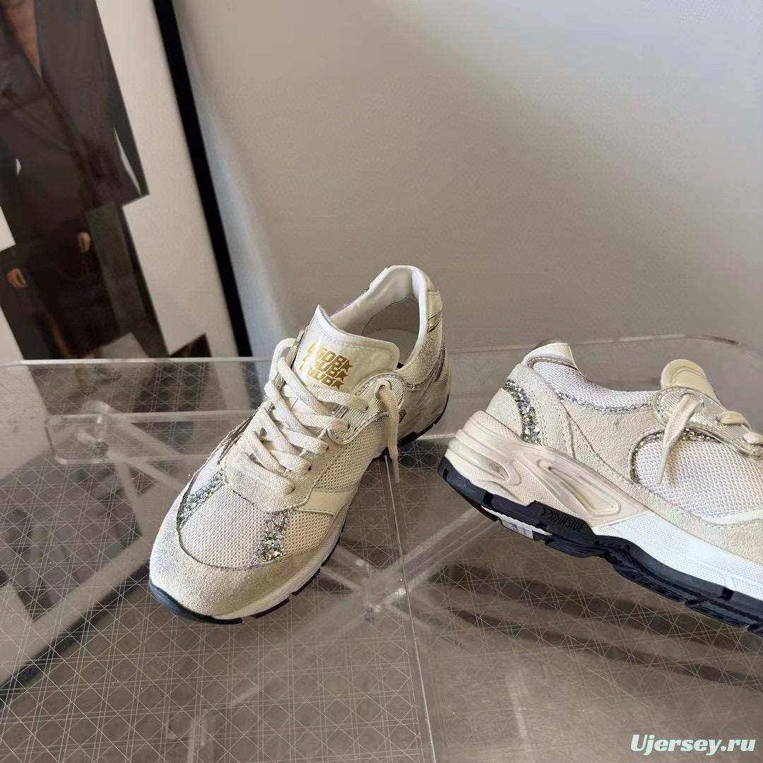 2024 Women GGDB Beige White Suede Mesh Sneakers