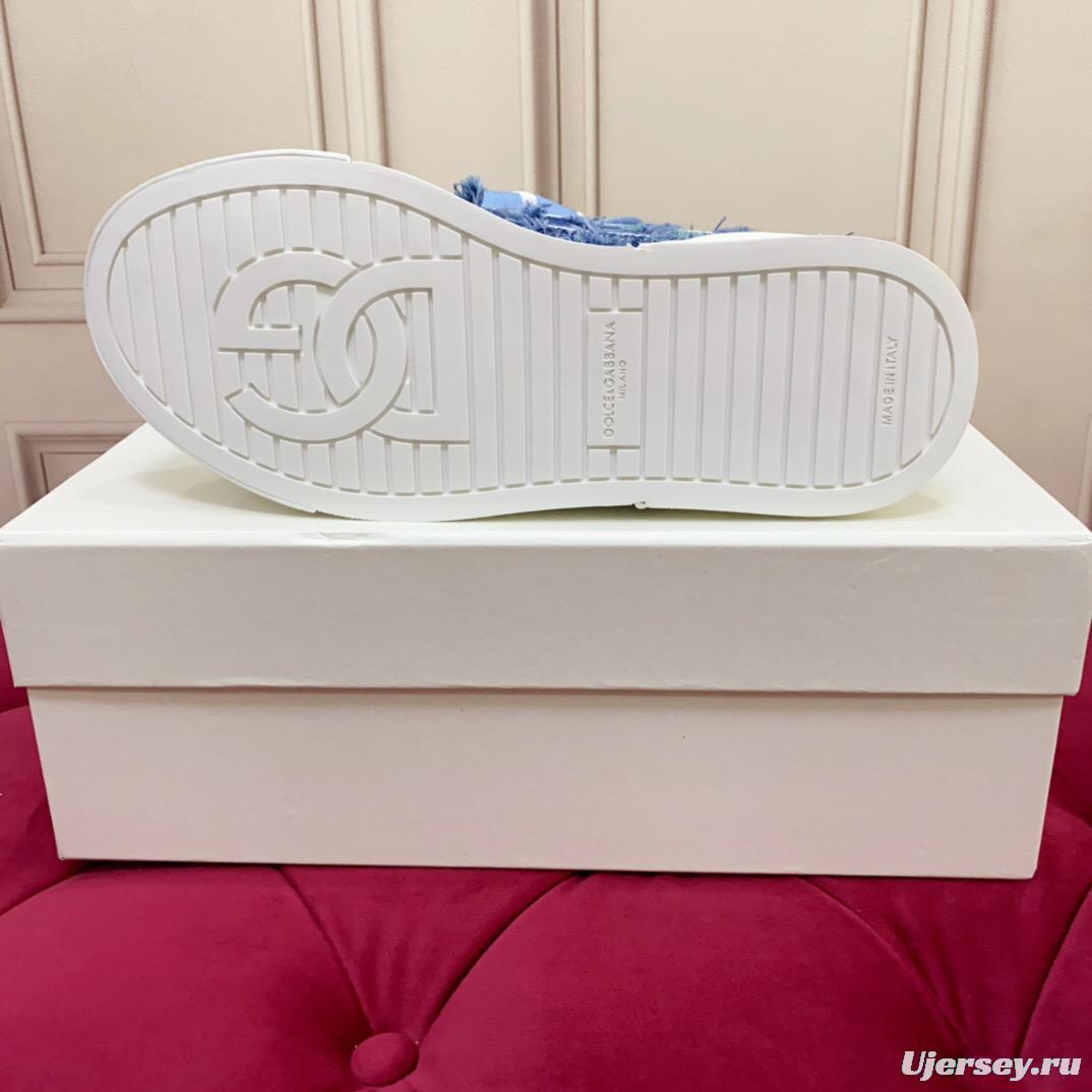 2025 Unisex Dolce & Gabbana Blue Green Denim Fabric Sneakers