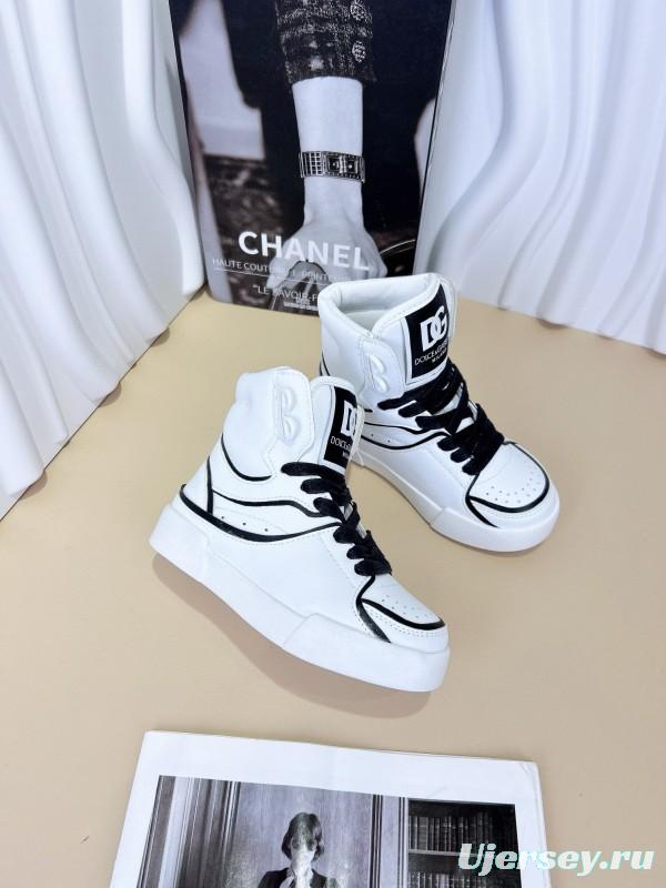 2024 Kids Dolce & Gabbana Black White Red Synthetic Leather Kids Sneakers