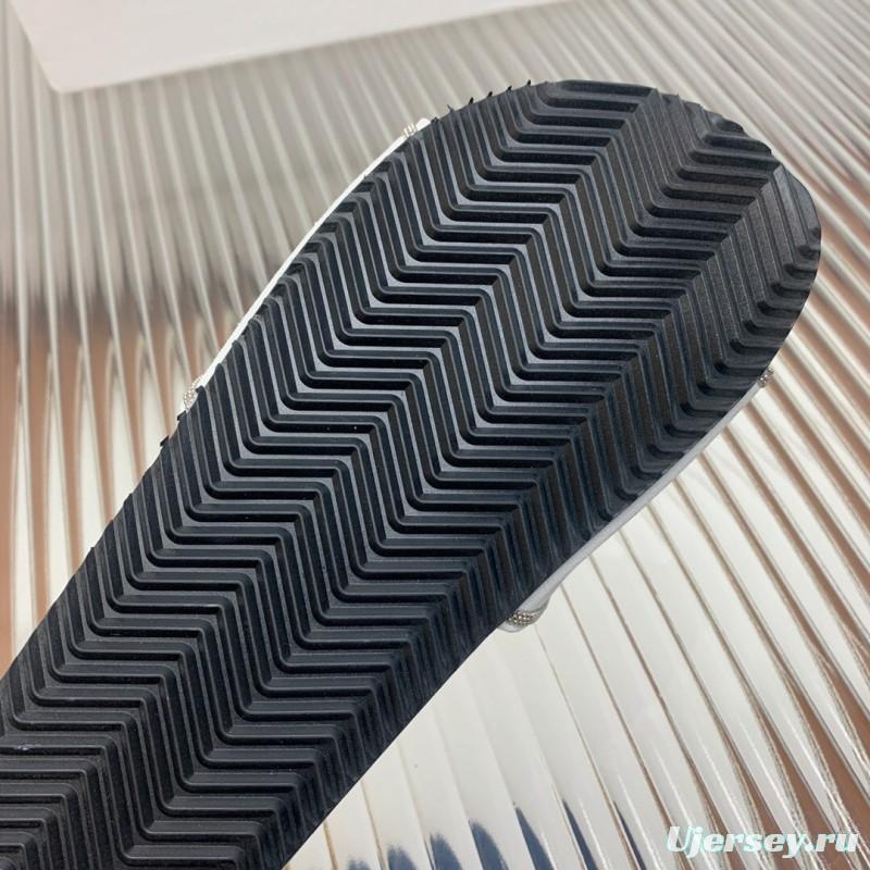 2025 Unisex Brunello Cucinelli White Imported Suede Flat Slide Sandals Handmade Beaded Chain Inlay KFY00240