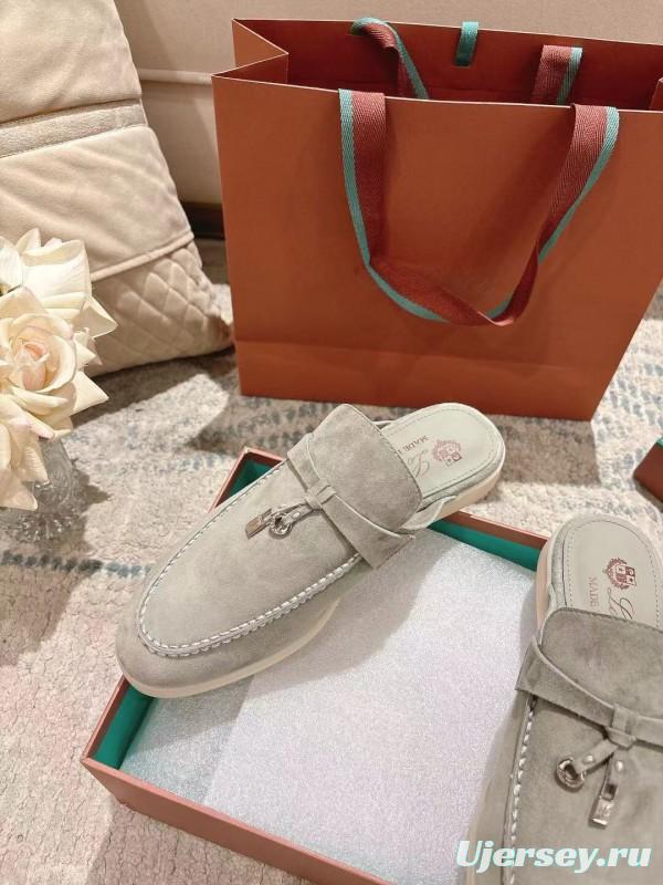 2025 Women LP Beige Suede Slip-on Loafers LY00360