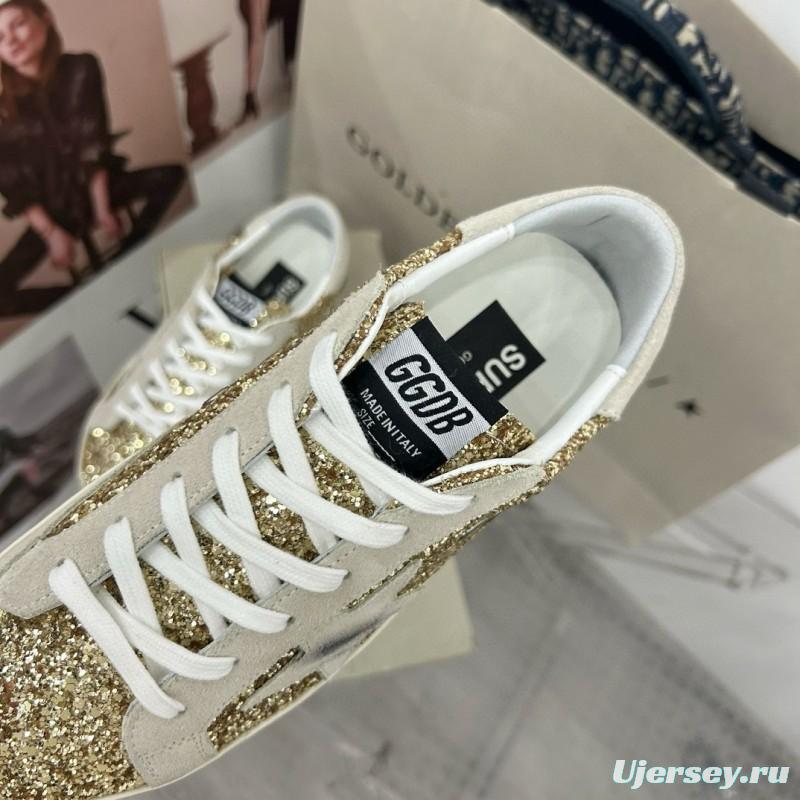 2025 Women GGDB Gold Glitter Leather Sneakers MJ00260