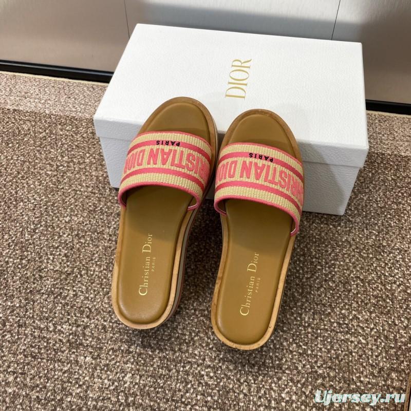 2025 Slippers Dior Pink Canvas Slide