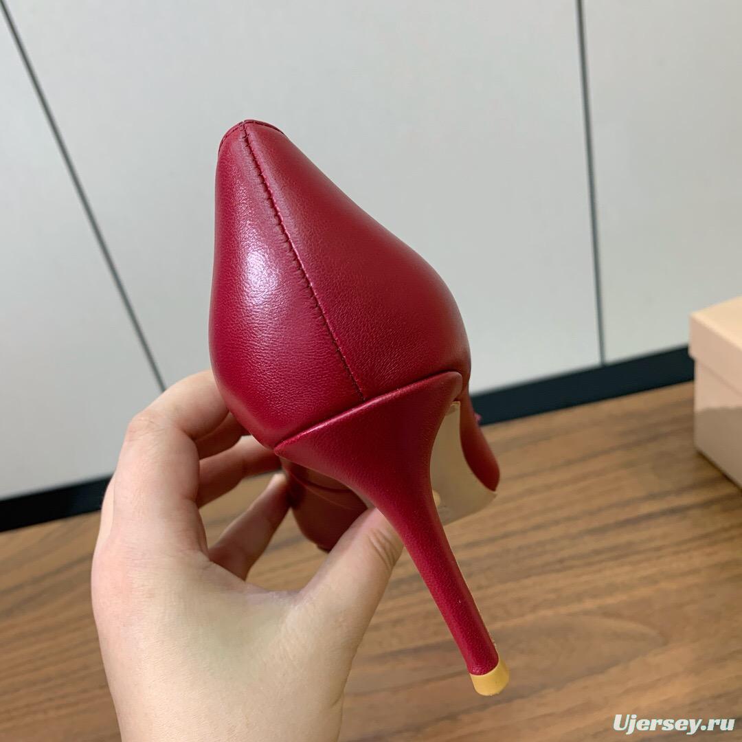 2025 Women Gianvito Rossi Red Leather Heels Buckle KFY00300