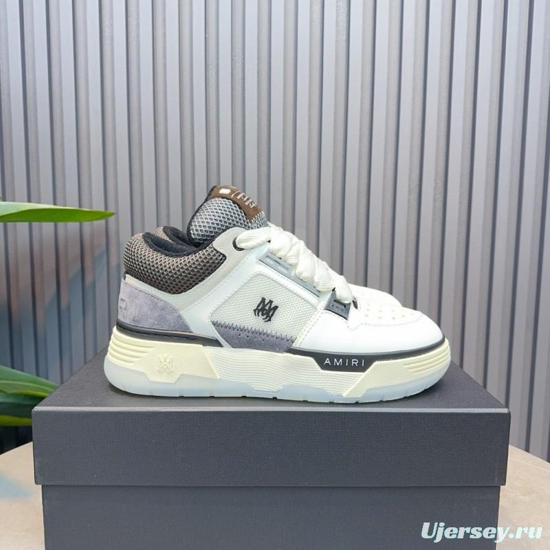 2024 Unisex Amiri White Grey Mesh Suede Sneakers MJ00360
