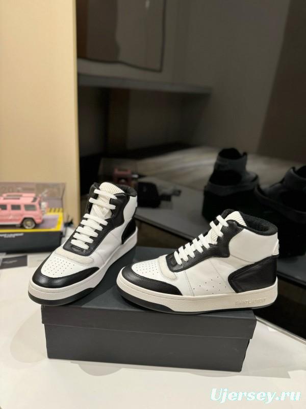 2024 Unisex Yves Saint Laurent Black White Leather Casual Sneakers MJ00390