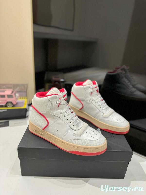 2024 Unisex Yves Saint Laurent White Red Leather Sneakers MJ00390
