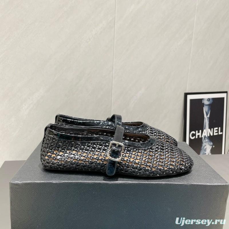 2025/Women Alaïa Black Woven Leather Mary Jane Flats LY00360(F)