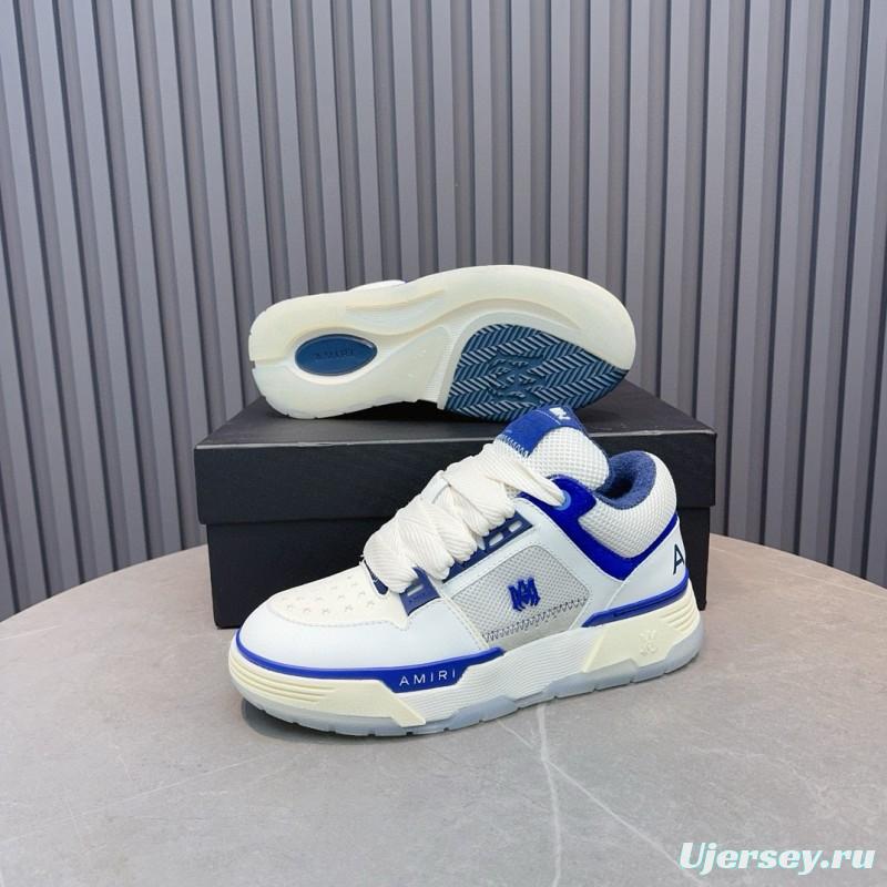 2024 Unisex Amiri White Blue Leather Sneakers MJ00360