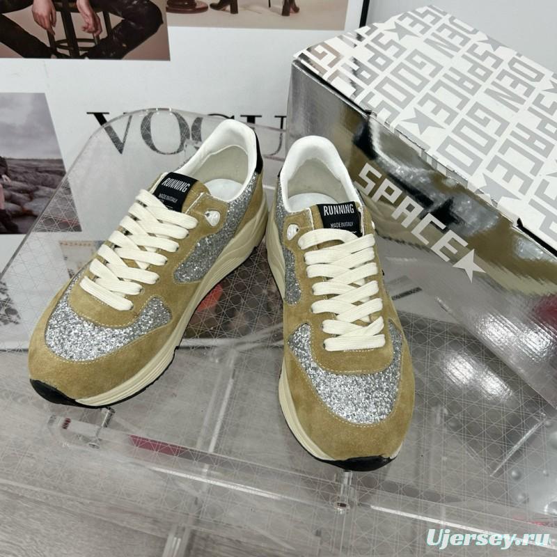 2024 Unisex GGDB Silver Beige Suede Glitter Star Sneakers 