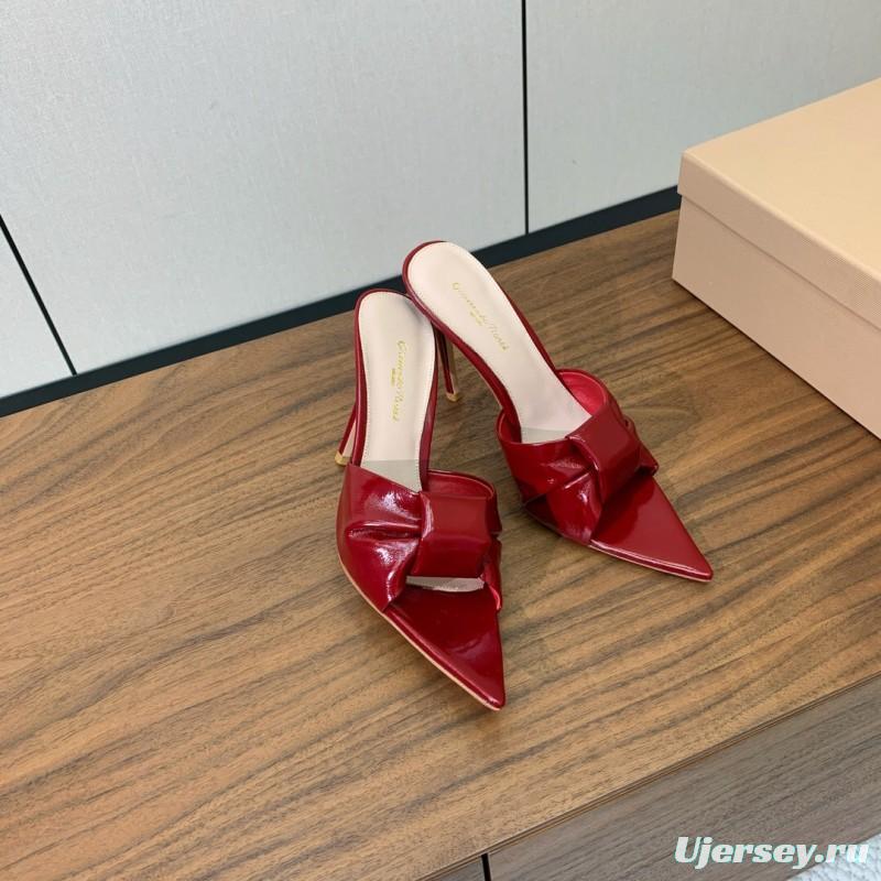 2025 Women Gianvito Rossi Red Leather High Heel Mule KFY00280