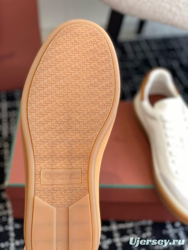 2024 Unisex Loro Piana White Beige Leather Calfskin Plimsolls MJ00320