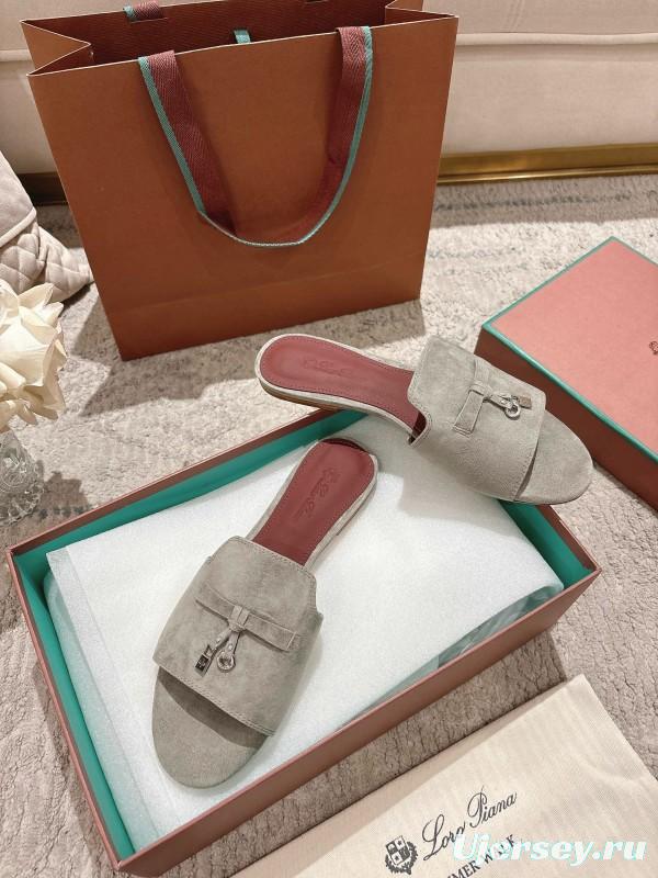2025 Women LP Brown Suede Slippers LY00370