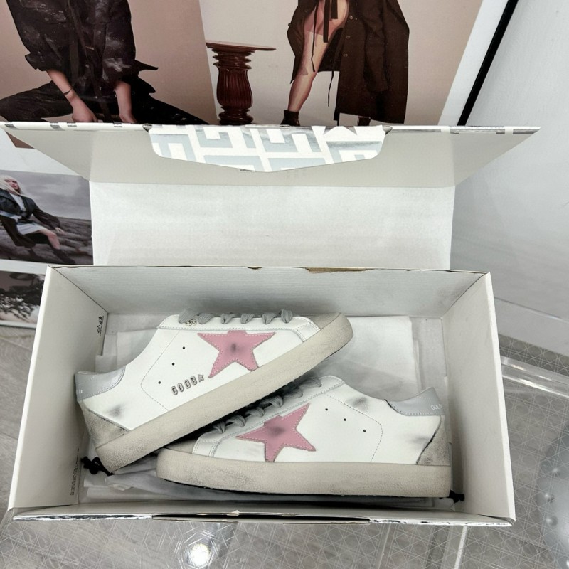 2025 Women GGDB White Pink Leather Sneakers
