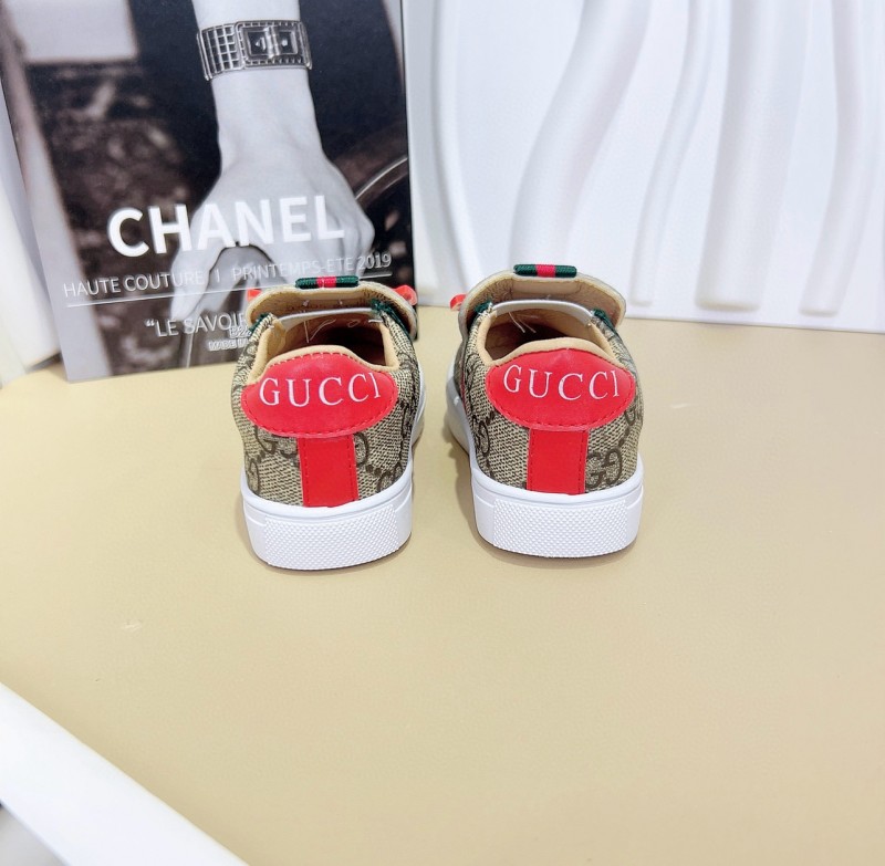 2024 Kids Gucci Brown Red Canvas Slip-On