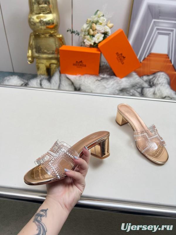 2025 Hermès Beige Leather Slippers MJ00180