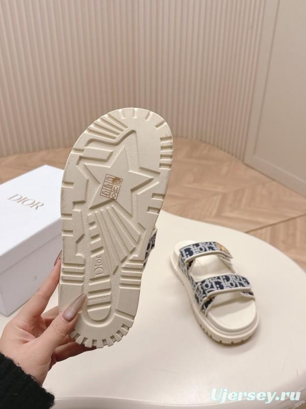 2025 Slippers Dior Blue White Canvas Slippers