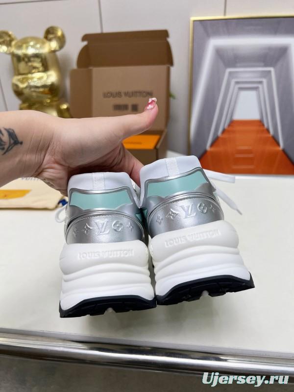 2025 Women Louis Vuitton White Black Mint Leather Mesh Sneakers LY00340