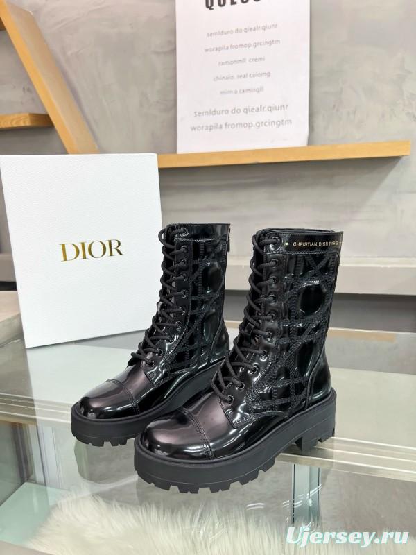 2024 Women Dior Black Leather Boots MJ00430