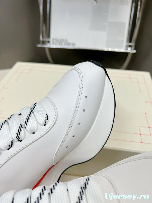 2024 Unisex Alexander McQueen White Black Grey Red Leather Sheepskin Sneakers MJ00370