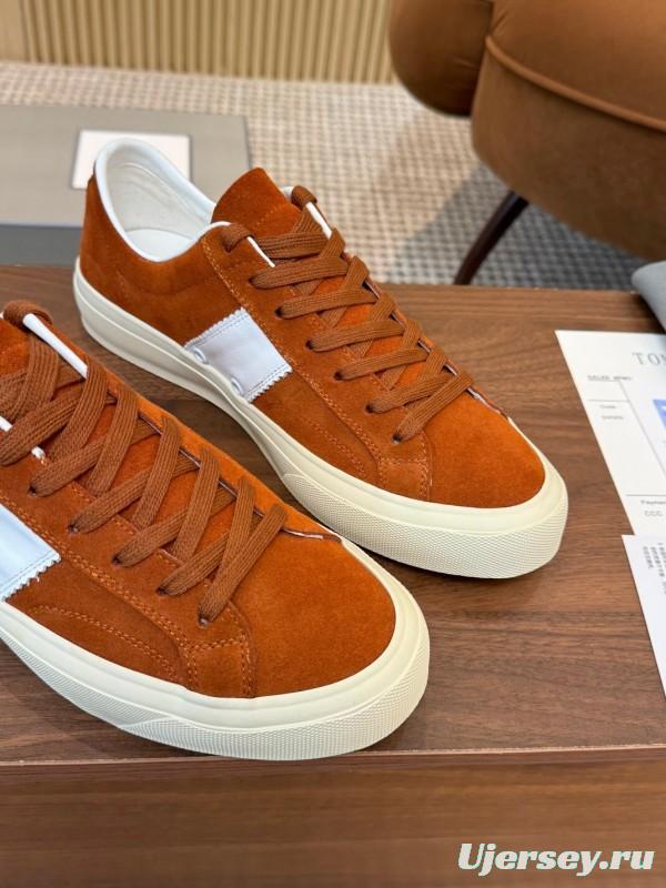 2025 Men TOM FORD Brown White Suede Sneakers LY00360
