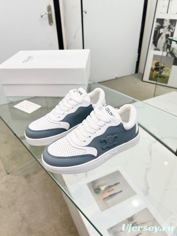 2025 Unisex CELINE White Grey Leather Sneakers