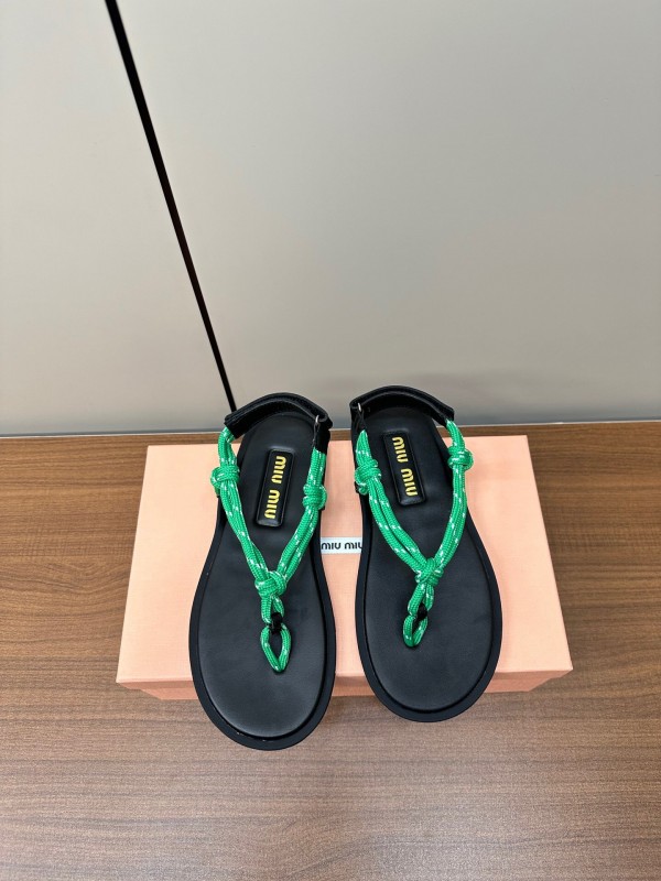 2025 Women Miu Miu Brown Leather Sandals