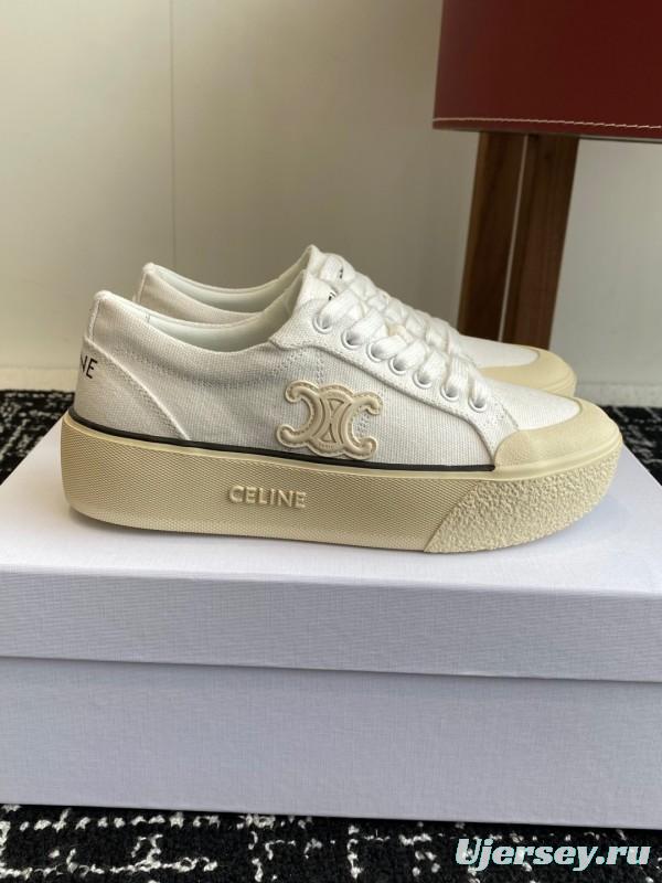 2025 Women Celine White Canvas Sneakers CR-03