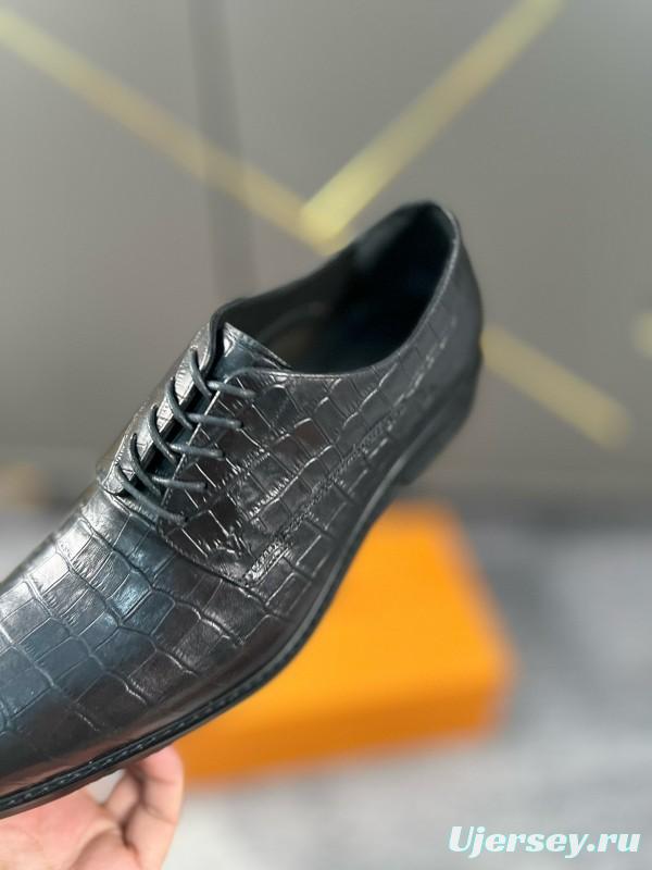 2024 Men Louis Vuitton Black Leather Formal Shoes MJ00380