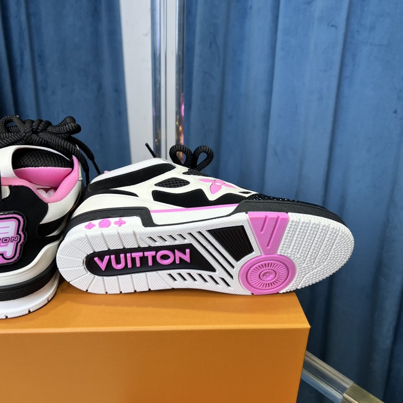 2025 Unisex Louis Vuitton White Black Pink Leather Mesh LV Trainer