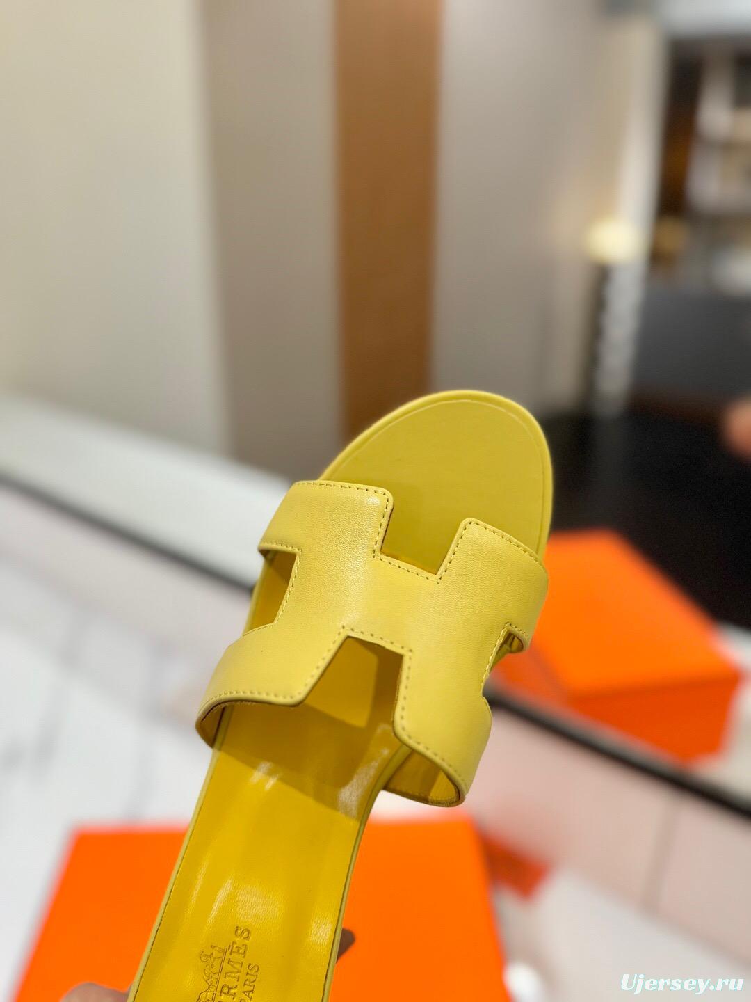 2025 Women Hermès Yellow Leather Sandal