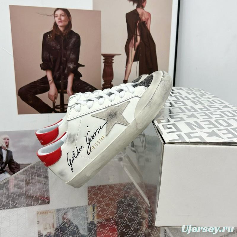 2025 Women GGDB White Red Leather Sneakers