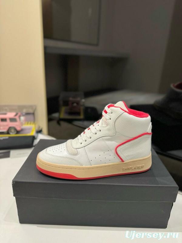 2024 Unisex Yves Saint Laurent White Red Leather Sneakers MJ00390