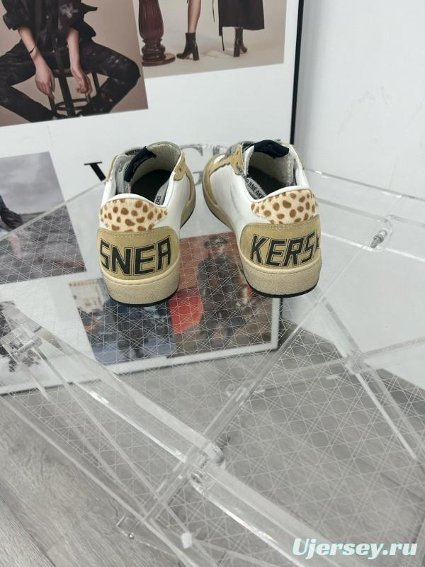 2024 Unisex GGDB White Beige Glitter Suede Leather Low Top Sneakers MJ00260