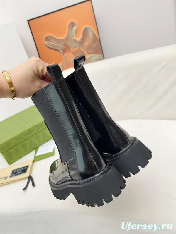 2024 Women Gucci Black Leather Boots MJ00340